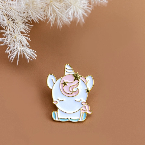 Süße Cartoon Einhorn Emaille Brosche Pin Vergoldet Edelstahl Legierung Tier Revers Schmuck Für Damen Kinder Kleidung Geschenk