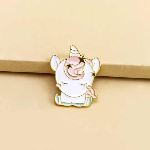 Süße Cartoon Einhorn Emaille Brosche Pin Vergoldet Edelstahl Legierung Tier Revers Schmuck Für Damen Kinder Kleidung Geschenk