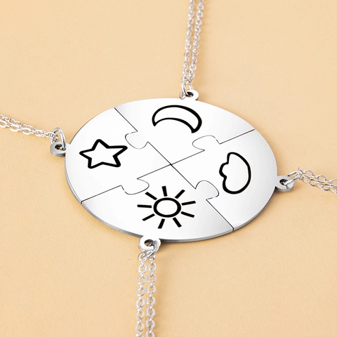 Puzzle Matching Kettingen Legering Zon Maan Ster Wolk Hanger Vriendschap Sieraden Beste Vrienden Mode