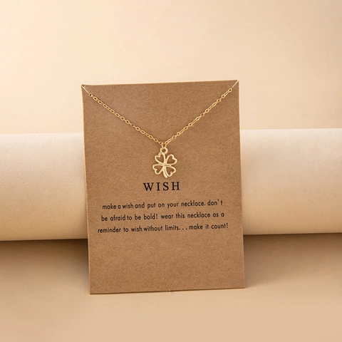 Exquisito Collar con Colgante de Corazón y Trébol de Cuatro Hojas de Aleación Oro Plata Cadena de Clavícula Joyería para Mujer Moda