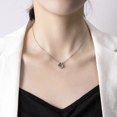 Exquisito Collar con Colgante de Corazón y Trébol de Cuatro Hojas de Aleación Oro Plata Cadena de Clavícula Joyería para Mujer Moda