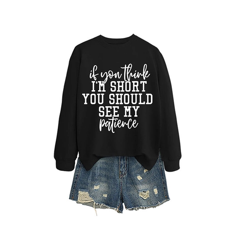 Ensemble Sweatshirt À Col Rond Et Manches Longues Avec Short En Jean Déchiré Style Décontracté Mélange De Coton