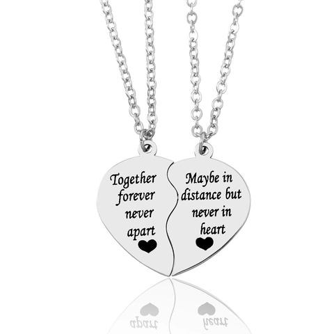 Collar Con Colgante De Corazón Puzzle Acero Inoxidable Grabado Together Forever Joyería Para Parejas Amigos Color Plata