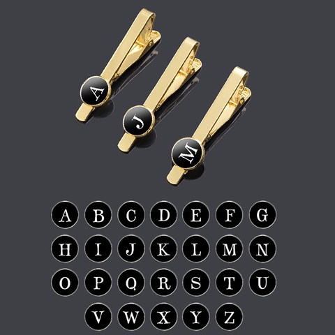Herren Business Personalisierte Initialen Buchstaben Krawattenklammer Kupfer Krawattenhalter Für Anzug Gold Schwarz Galvanisierter Formeller Schmuck Hochzeit Party Accessoire Geschenk