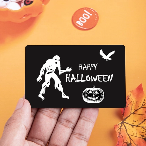 Carta Da Portafoglio In Metallo Per Halloween Happy Halloween Inciso Ricordo Decorativo Festivo