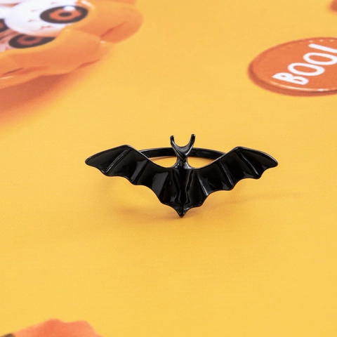 Black Bat Wing Ring Alloy Gothic Halloween Punk Jewelry Accessory For Men And Women Novelty