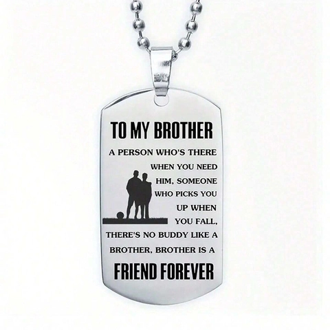 Collana Dog Tag Incisa To My Brother Pendente in Acciaio Inossidabile Con Catena a Sfere Gioielli Uomo Personalizzati Regalo