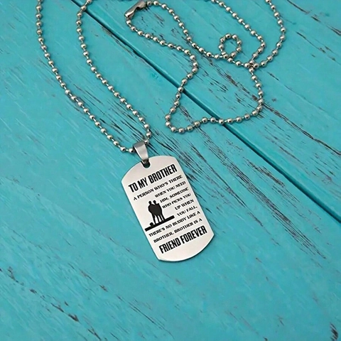 Collana Dog Tag Incisa To My Brother Pendente in Acciaio Inossidabile Con Catena a Sfere Gioielli Uomo Personalizzati Regalo