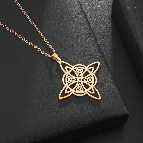 Heksenknoop Ketting Roestvrij Staal Keltische Knoop Driehoek Geometrische Hanger Gothic Wicca Sieraden Voor Dames Heren