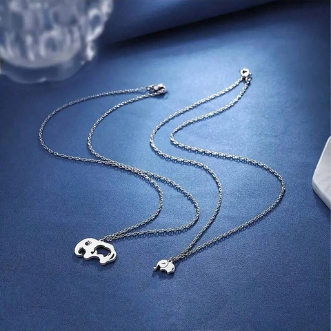 Mutter Tochter Elefant Anhänger Halsketten Edelstahl Hohl Tier Schmuck Muttertag Geburtstagsgeschenk Für Damen Mädchen