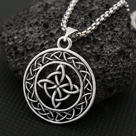 Retro Edelstahl Keltischer Hexenknoten Hohl Anhänger Halskette Für Herren Damen Altsilber Street Fashion Schmuck