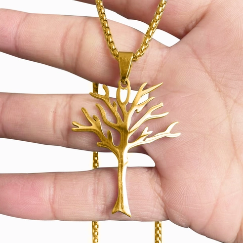 Collana Pendente Portachiavi Albero Della Vita Acciaio Inossidabile Svuotato Albero Morto Street Style Hip Hop Per Donne Uomini