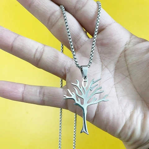 Collana Pendente Portachiavi Albero Della Vita Acciaio Inossidabile Svuotato Albero Morto Street Style Hip Hop Per Donne Uomini