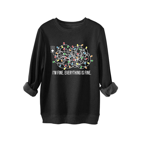Sweat-shirt Femme Col Rond Doublé Polaire Manches Longues Pull Graphique Drôle Lumières De Noël Haut Décontracté