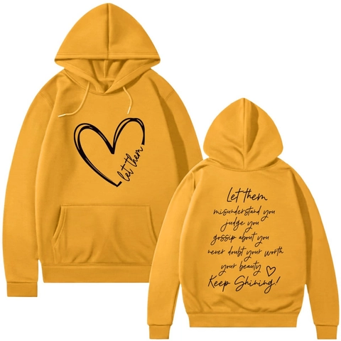Women Hoodie Cotton Blend Long Sleeve Hooded Drawstring Kangaroo Pocket Inspirational Letter Heart Graphic Casual Loose Fit