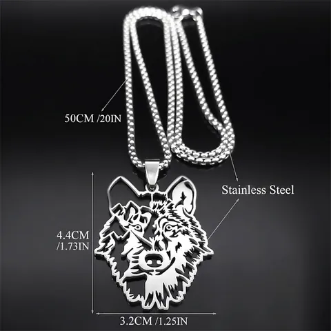 Stainless Steel Wolf Head Pendant Necklace Hollow Out Mountain Forest Design Hip Hop Punk Style For Men Women