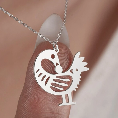 Afrikanischer Sankofa Vogel Edelstahl Anhänger Halskette Minimalistisch Hohl Geometrisch Tier Charme Schmuck Für Damen Herren Alltag Accessoire
