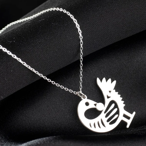 Afrikanischer Sankofa Vogel Edelstahl Anhänger Halskette Minimalistisch Hohl Geometrisch Tier Charme Schmuck Für Damen Herren Alltag Accessoire
