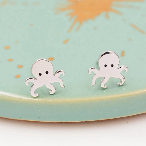Süße Oktopus Elefant Hai Edelstahl Ohrstecker Für Kinder Damen Cartoon Tier Polierte Metall Schmuck Zubehör Geschenk