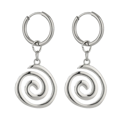 Edelstahl Creolen Mit Geometrischen Spiralwirbel Und Sonnenstrahl Anhängern Retro Vintage Mode Schmuck Für Damen