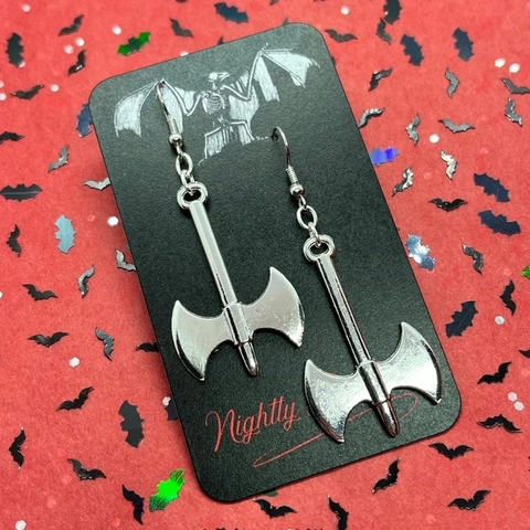 Gothic Vintage Silver Alloy Sword Scythe Axe Pendant Earrings For Women Halloween Dark Punk Party Jewelry