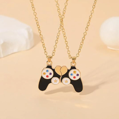 Collane Con Ciondolo Cuore Magnetico Controller Di Giochi Lega Smalto Cartone Animato Gioielli Amicizia Per Ragazzi Coppie