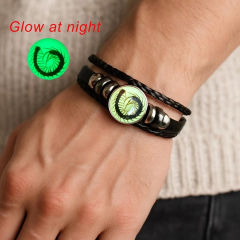 Pulsera De Cuero De Insecto Luminoso De Halloween Brilla En La Oscuridad Gótico Ajustable Escorpión Araña Ciempiés Punk Hombre