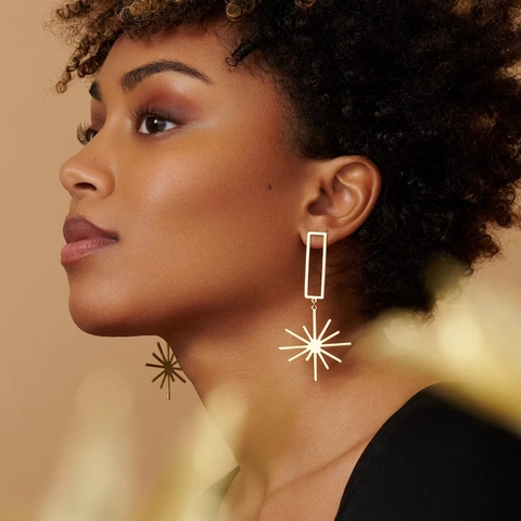 Geometrische Edelstahl Hängeohrringe Für Damen Mit Rechteckigem Und Sternen Design Langer Vintage Stil Schmuck
