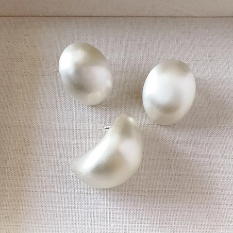 Oval Pebble Stud Earrings With 925 Sterling Silver Earring Post Brushed Metal Minimalist French Style Jewelry For Women