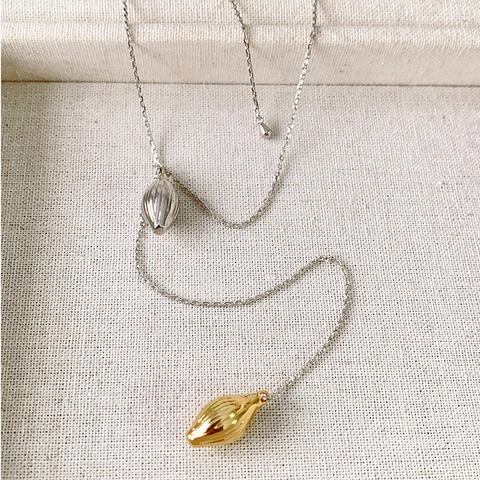 Spindel Samen Anhänger Y-Halskette Ohrringe Kupfer Gold Silber Zweifarbig Plattiert Strukturierte Organische Design Kette