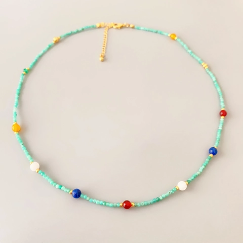 Handgemaakte Kralen Ketting Natuursteen Lapis Lazuli Agaat Messing Verguld Nieuwe Chinese Stijl Nis Sleutelbeenketting Dames Sieraden