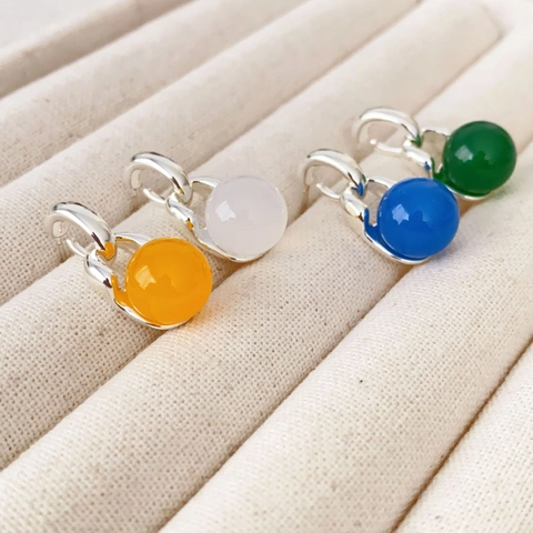 Natürliche Achat Perlen Ohrhänger Mit 925 Sterlingsilber Ohrstecker-Stift Kupfer Versilbert Minimalistische Damen Ohrringe