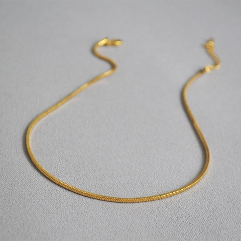 Minimalistische Vergoldete Kupfer Quadratische Schlangenkette Halskette Für Damen Leichte Luxus Verstellbare Flexible Schmuck Geschenk
