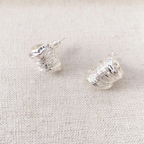 Irregular Wrinkled Stud Earrings Copper With 925 Sterling Silver Earring Post Lava Texture Geometric For Women Modern Style