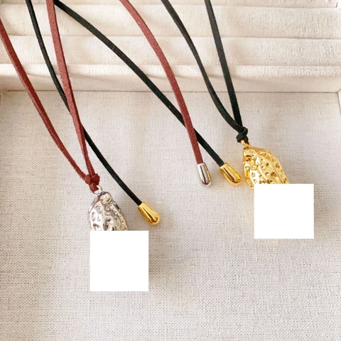 Collana Con Ciondolo Arachide Texture Martellata Rame Placcato Oro Cordino Lungo Regolabile Catena Per Maglione Da Donna Minimalista