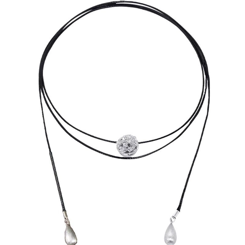 Hollow Brushed Ball Pendant Necklace Brass 18K Gold Plated Adjustable Cord Layering Sweater Chain For Women Elegant