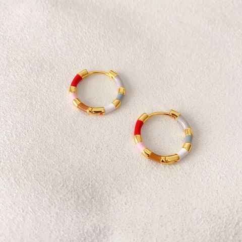 Mode Emaille Huggie Ohrringe Vergoldetes Messing Hoop Ohrringe Minimalistische Geometrische Herz Klee Schnalle Damen Schmuck