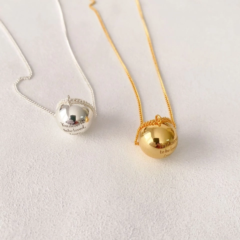 Bal Hanger Ketting Koper 18K Verguld Met Inspirerende Gravure Minimalistische Woon-Werkverkeer Mode Sieraden Voor Dames