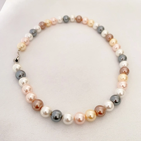 French Vintage Multi Color Imitation Artificial Pearl Beaded Necklace And Bracelet Set Elegant Handmade Jewelry For Women Daily Party