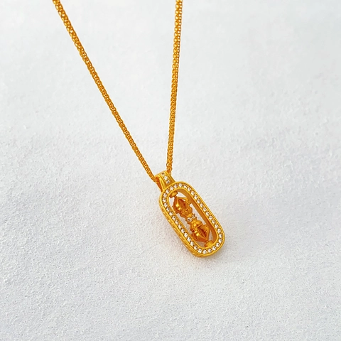 Collana Con Ciondolo Retro Pixiu Vajra Rotante In Rame Placcato Oro 18K Stile Etnico Gioielli Buddisti Donne