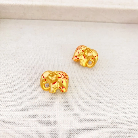 Retro Totem Elephant Necklace And Stud Earrings With 925 Sterling Silver Earring Post Copper Ethnic Jewelry For Women