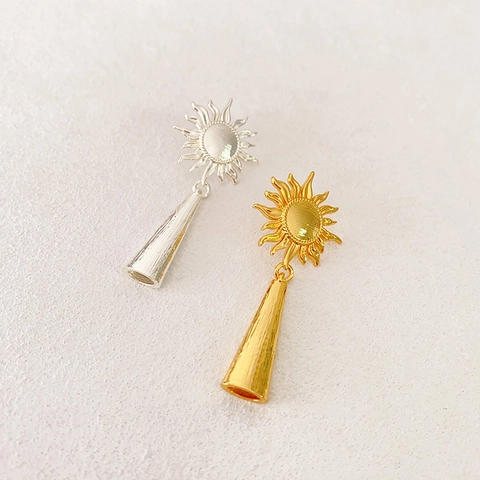 Sonnenblume Quaste Tropfenohrringe Mit 925 Sterling Silber Ohrstecker Kupfer 18K Vergoldet Französisch Vintage Stil