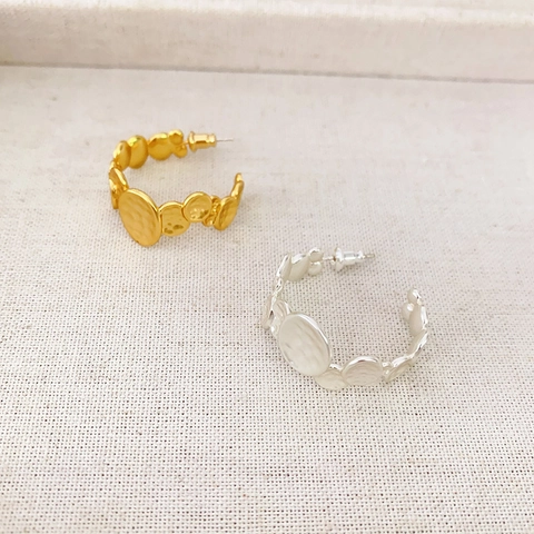 Hammered C Shape Hoop Earrings For Women With 925 Sterling Silver Earring Post Retro Irregular Copper Circle Spliced