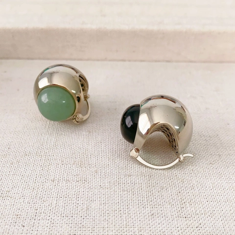 Pendientes De Aro De Cobre Con Incrustaciones De Ágata Hemisferio Diseño De Nicho De Alta Gama Para Mujeres