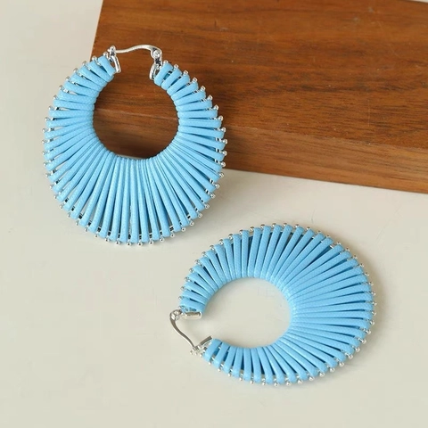 Orecchini A Cerchio In Rame Retrò Con Corda Intrecciata Per Donna Gioielli Geometrici Fatti A Mano A Forma Di C Texturizzati