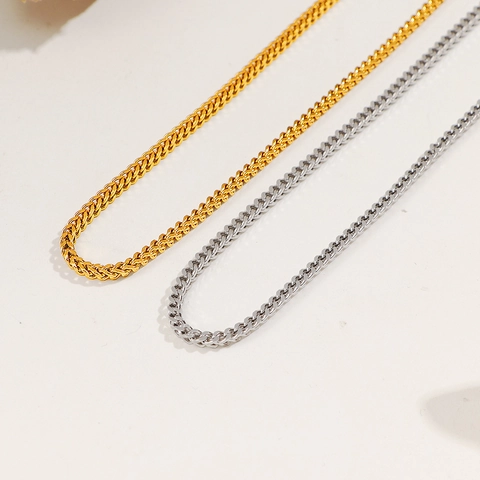 Wheat Chain Necklace Stainless Steel Woven Franco Link Non Fading Minimalist Jewelry For Women