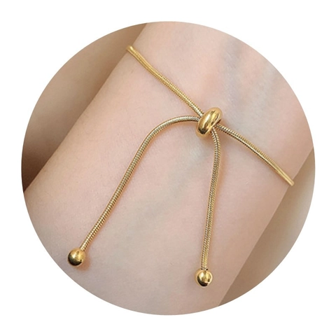Minimalistisches Titanstahl Schlangenknochenkette Armband Verstellbarer Schiebeverschluss Für Damen Retro Eleganter Schmuck