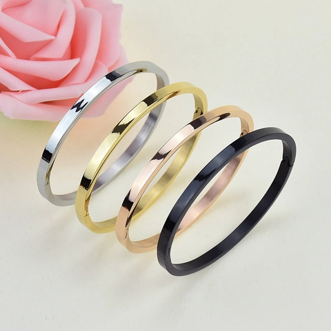 Bracciale Rigido Ovale In Acciaio Inossidabile Lucido Minimalista Con Chiusura A Cerniera Per Uomo E Donna