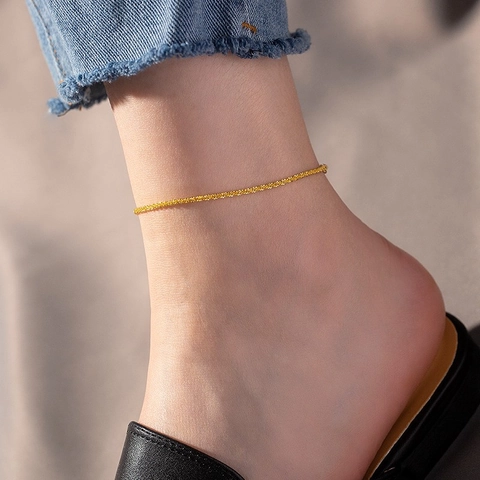 Starry Sky Enkelbandje 18K Verguld Titaniumstaal Minimalistische Voetketting Sieraden Voor Vrouwen Elegant Verstelbaar