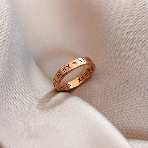 Römische Ziffern Ring Edelstahl Hohl Zirkonia Eingelegt Poliertes Band Modeschmuck Für Damen Herren